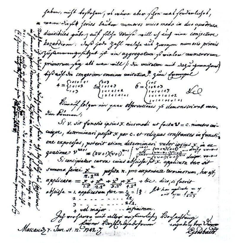 Christian Goldbach's Letter to Leonard Euler